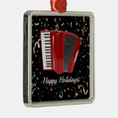 Prettige feestdagen De rode accordeon Metalen Ornament (Rechts)