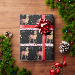 prettige feestdagen Deer in Snow Cadeaupapier