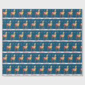 prettige feestdagen Deer in Snowflakes Cadeaupapier (Vlak)