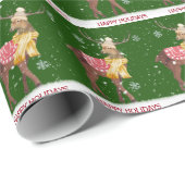 prettige feestdagen Deer in Snowflakes Cadeaupapier (Rol Hoek)
