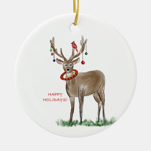 prettige feestdagen Deer Ornament (Voorkant)