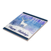 prettige feestdagen Deer Scene Tegeltje (Zijkant)