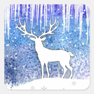 prettige feestdagen Deer Scene Vierkante Sticker
