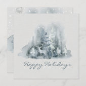 prettige feestdagen Deer Winter Scene Script Holid (Voorkant / Achterkant)