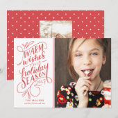 Prettige Feestdagen Deze Kerst Handgeschreven 1-Fo Feestdagenkaart (Voorkant / Achterkant)