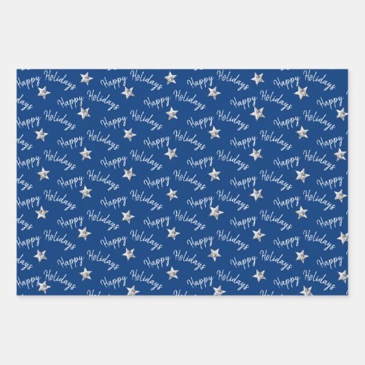 prettige feestdagen Diamond Stars Inpakpapier Vel (Voorkant 3)