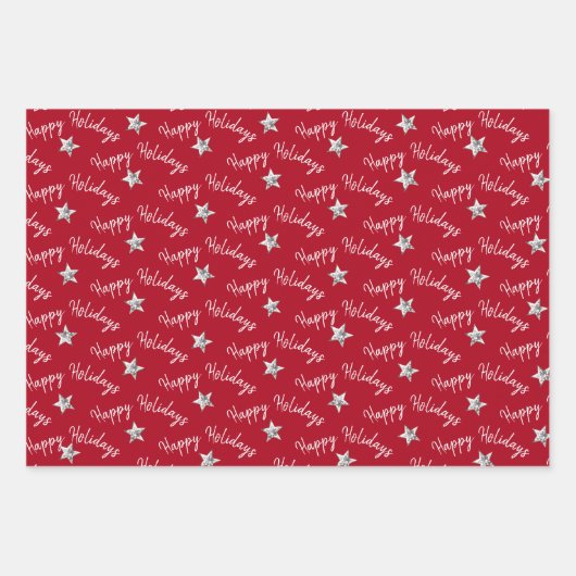 prettige feestdagen Diamond Stars Inpakpapier Vel (Voorkant 2)