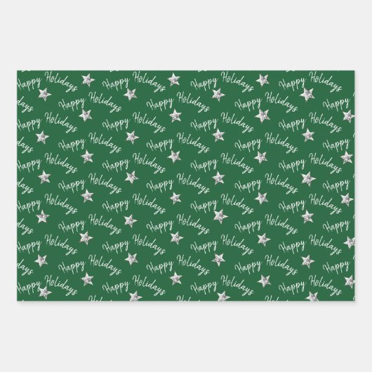 prettige feestdagen Diamond Stars Inpakpapier Vel (Voorkant)