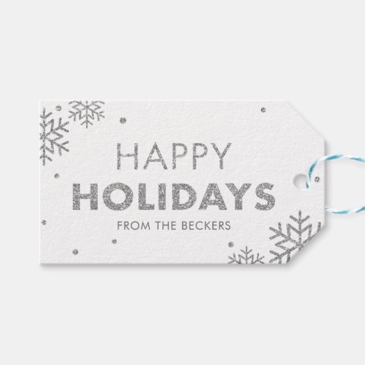 prettige feestdagen dit is ons cadeau Labels Silve Cadeaulabel (Voorkant (Horizontaal))