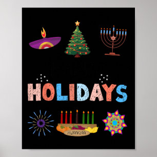 Prettige feestdagen Diwali Kwanzaa Hanukkah Christ Poster