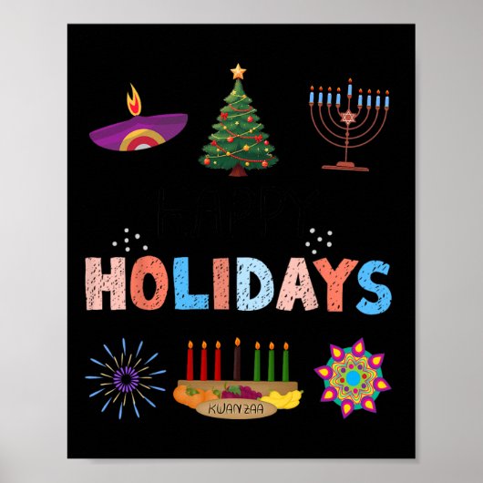 Prettige feestdagen Diwali Kwanzaa Hanukkah Christ Poster (Voorkant)