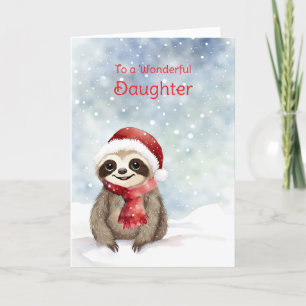 Prettige feestdagen Dochter Schattigee luiaard met Kaart