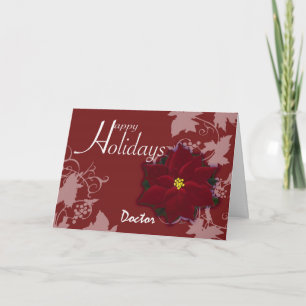 Prettige feestdagen Doctor Christmas Poinsettia Ka Kaart