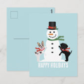 prettige feestdagen Dogs Building A Snowman Briefkaart (Voorkant / Achterkant)