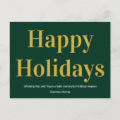 Prettige feestdagen Donker Groen en Goud Zaken (Voorkant)