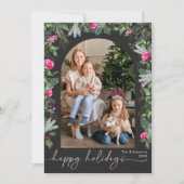 Prettige feestdagen Donkergrijs roze groen boog fo Feestdagenkaart (Voorkant)