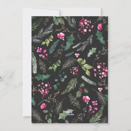 Prettige feestdagen Donkergrijs roze groen boog fo Feestdagenkaart (Achterkant)