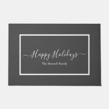 Prettige feestdagen donkergrijze witte familienaam