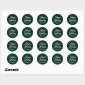 Prettige feestdagen donkergroene aangepaste script ronde sticker (Vel)
