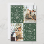 Prettige feestdagen Donkergroene handgetekende kri Feestdagenkaart (Voorkant)