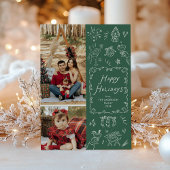 Prettige feestdagen Donkergroene handgetekende pic Feestdagenkaart