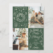 Prettige feestdagen Donkergroene handgetekende str Feestdagenkaart (Voorkant)