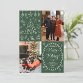 Prettige feestdagen Donkergroene handtekening Feestdagenkaart (Staand voorkant)