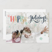 prettige feestdagen Doodle Snow | Fotovakantiekaar Feestdagenkaart (Voorkant / Achterkant)