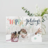 prettige feestdagen Doodle Snow | Fotovakantiekaar Feestdagenkaart (Staand voorkant)