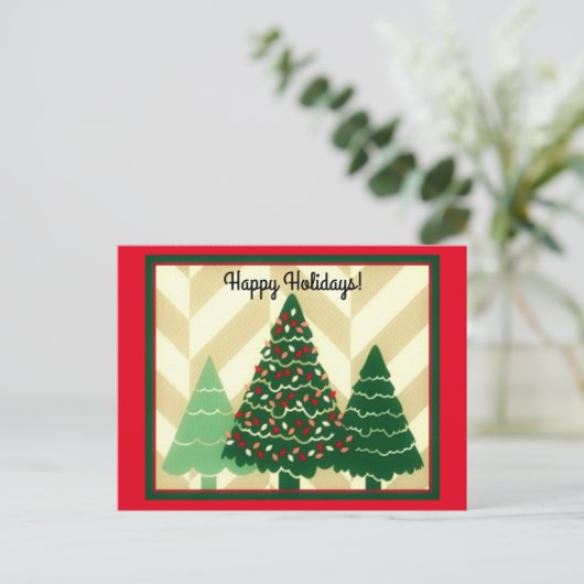 Prettige feestdagen Drie bomen (Staand voorkant)