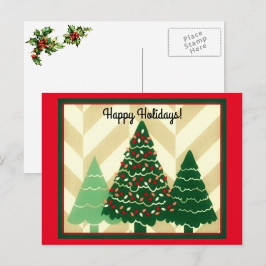 Prettige feestdagen Drie bomen (Voorkant / Achterkant)