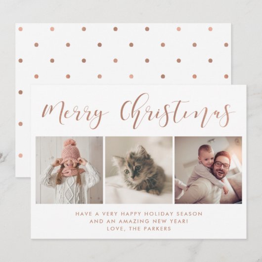 prettige feestdagen | Drie Roos goudkalligrafie Feestdagenkaart (Voorkant / Achterkant)