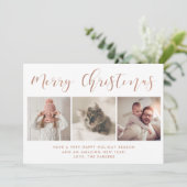 prettige feestdagen | Drie Roos goudkalligrafie Feestdagenkaart (Staand voorkant)