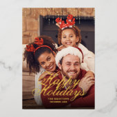 Prettige feestdagen · Druppelende Tinsel Fotogroet (Voorkant)