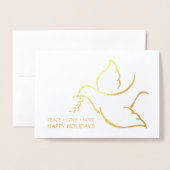 Prettige feestdagen DUIF PEACE LOVE HOPE MODERN 1  Folie Kaarten (Voorkant met envelop)