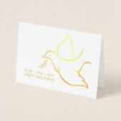Prettige feestdagen DUIF PEACE LOVE HOPE MODERN 1  Folie Kaarten (Voorkant)