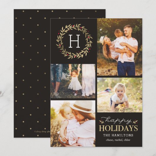 prettige feestdagen EDITABLE Color Festive Wreater Feestdagenkaart (Voorkant / Achterkant)