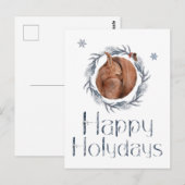 prettige feestdagen eekhoorn in de nest briefkaart (Voorkant / Achterkant)