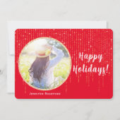 Prettige feestdagen Eén foto rood Feestdagenkaart (Voorkant)