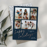 Prettige feestdagen Eenvoudig 4 Fotocollage Script<br><div class="desc">Prettige feestdagen Folie Kaart Eenvoudig 4 Fotocollage Script Klik op personaliseren om dit ontwerp aan te passen met uw foto's en details.</div>