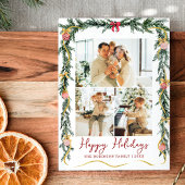 Prettige feestdagen Eenvoudig groen Garlands Feestdagenkaart