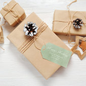 Prettige feestdagen Eenvoudig groen kalligrafie sc Cadeaulabel