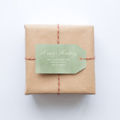Prettige feestdagen Eenvoudig groen kalligrafie sc Cadeaulabel