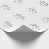 Prettige feestdagen Eenvoudig minimaal groen Cadeaupapier (Hoek)