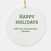 Prettige feestdagen Eenvoudig minimaal groen Keramisch Ornament (Achterkant)