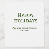 Prettige feestdagen Eenvoudig minimaal groen Wijn Etiket (Enkel label)