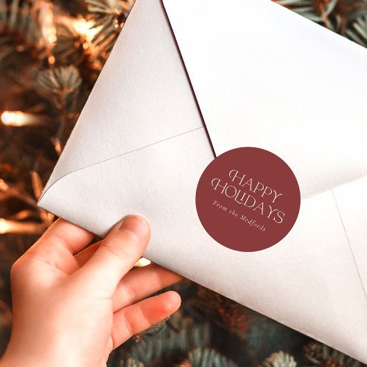 Prettige feestdagen Eenvoudig Stijlvol | Naam | Ro Ronde Sticker