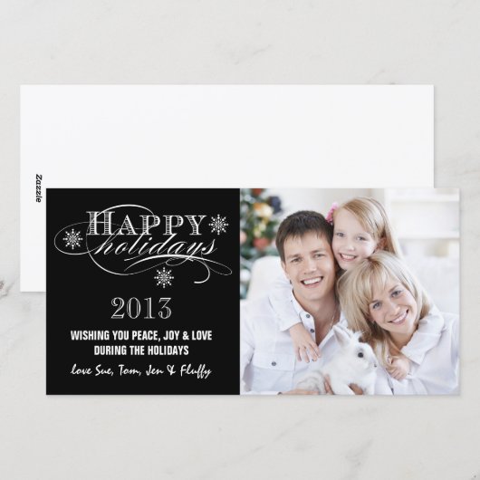 PRETTIGE FEESTDAGEN EENVOUDIG ZWART 2013 FEESTDAGENKAART (Voorkant / Achterkant)