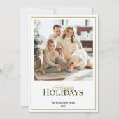 prettige feestdagen Eenvoudige Elegant One-foto Feestdagenkaart (Voorkant)