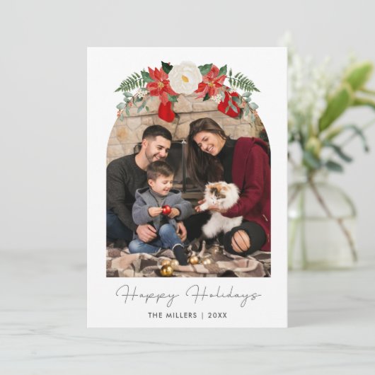 Prettige feestdagen Eenvoudige familiearch Feestdagenkaart (Staand voorkant)